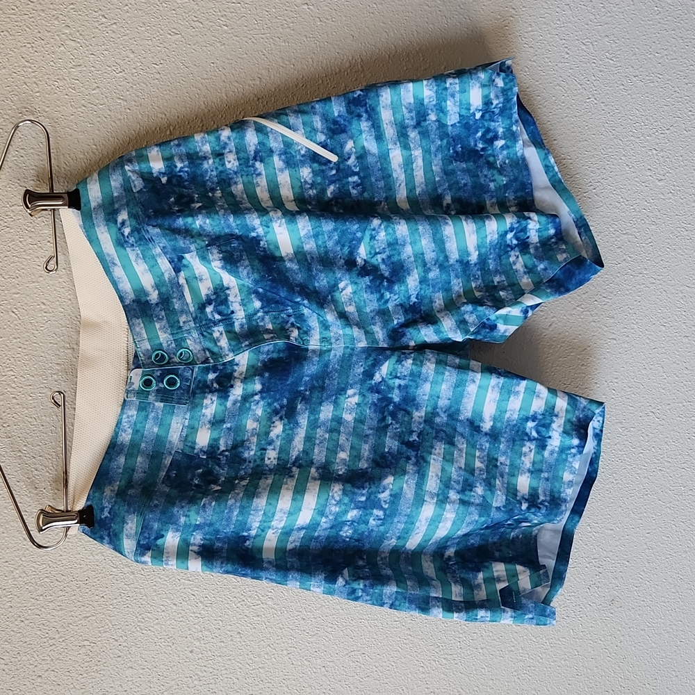 Lululemon Men’s Current State Board Shorts Swim Trunks Lined Print Size 34 Aqua